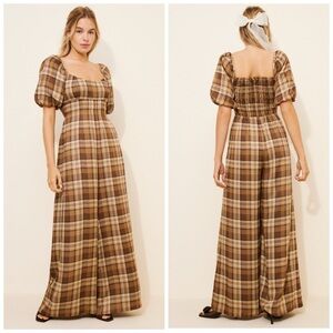 Maison Amory The‎ Charmed Jumpsuit Brown Plaid Size 2XL XXL